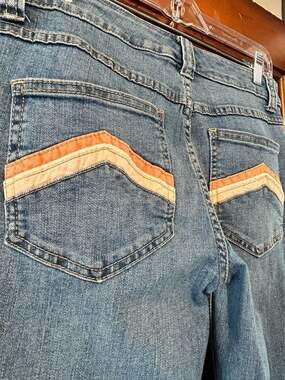 Free People LA Disco Pintuck Flare Jeans with Chevron Back Pockets